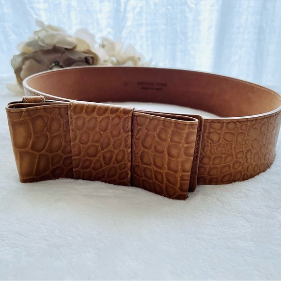 Michael Kors Collection Accessories - Michael Kors Designer Collection Leather Bow Accent Wide Belt